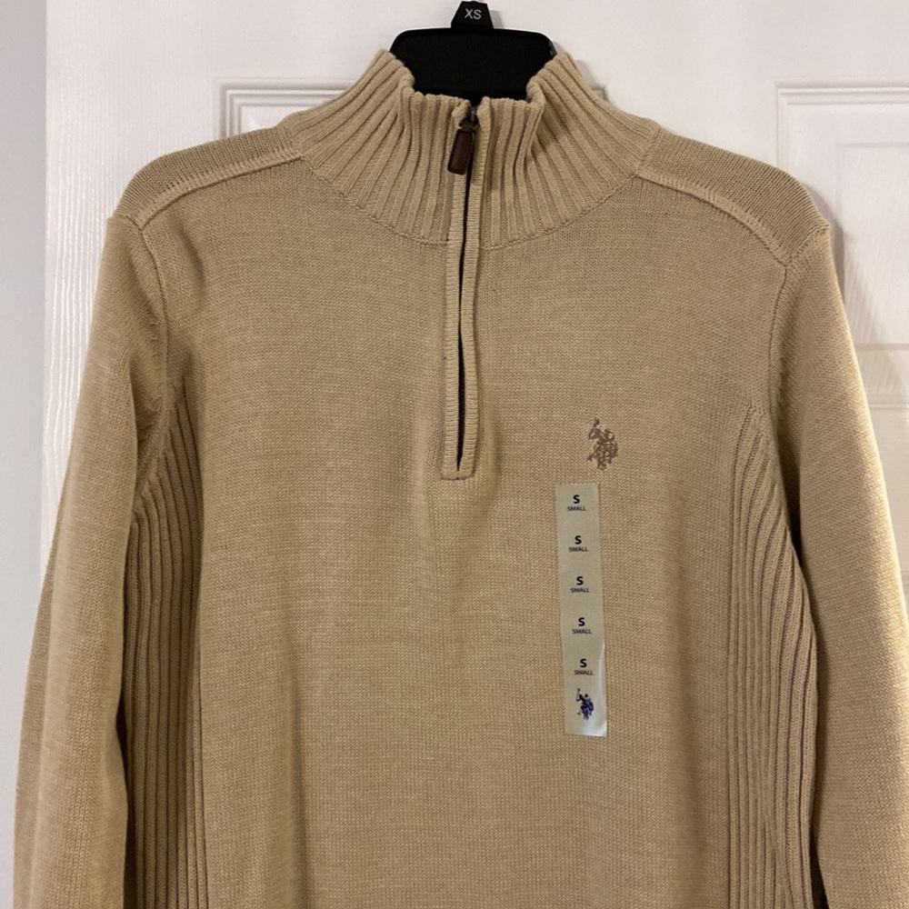 U.S.Polo Ass Man Sweater size S brand new color tan length 27” bust 36” - Picture 5 of 12
